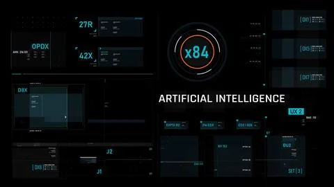 Futuristic AI Technology HUD Interface Vector Illustration video Overlay te.. 스톡 일러스트