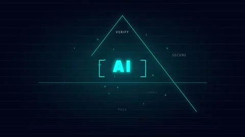 Futuristic AI Text Animation with Geometric Shapes Stock Footage 340877210