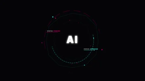 Futuristic AI Text Animation with Glitch Effect Stock Footage 340877326