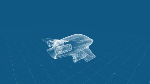 Futuristic Aircraft Blueprint: Digital Technology in Aerospace Engineering Stock Footage 341905341