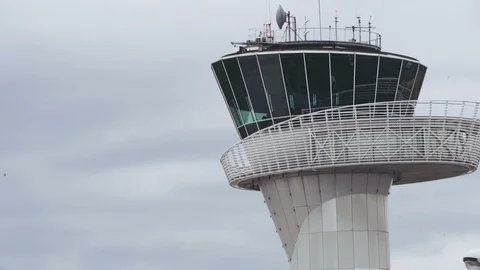 Futuristic airport control tower  Stock Footage 112710576