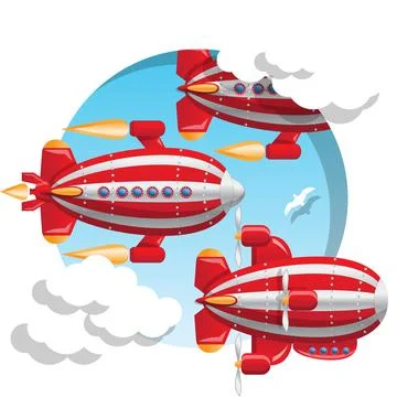 Futuristic airships. Stock Illustration