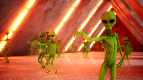 Futuristic alien party electrifies the sci-fi club Stock Footage 135046694