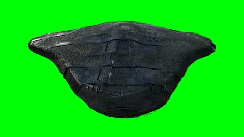 Futuristic alien sci fi ship isolate on green screen. Realistic 4k animation. Stock Footage 161090406