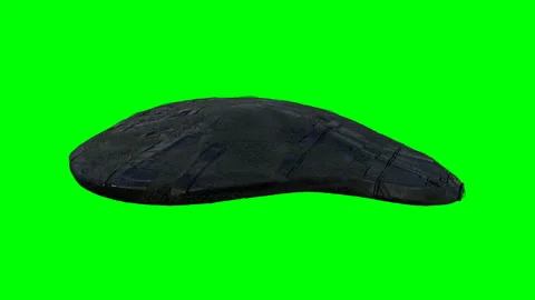 Futuristic alien sci fi ship isolate on green screen. Realistic 4k animation. Stockbeeldmateriaal 161090473