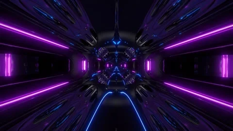 Futuristic alien ship sci fi space tunnel 3d illustration background Stock Footage 160834662