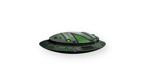 Futuristic Alien Spacecraft Floating Against a Plain White Background Stock Footage 344621988