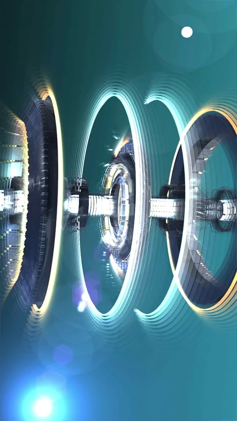 Futuristic alien spaceship engine technology assembling Stock Footage 342250693