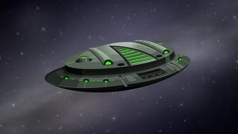 Futuristic Alien Spaceship Floating Through Deep Space Star Field Stock Footage 346197535