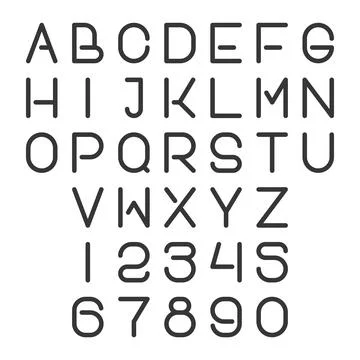 Futuristic Alphabet Font. Thin ABC Letters and Numbers. Vector 库存插图