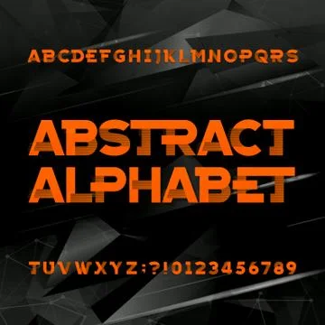 Futuristic alphabet typeface. Type letters and numbers. Stock Illustration