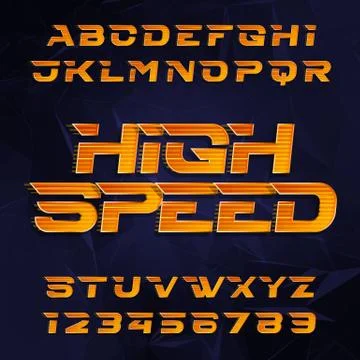 Futuristic alphabet vector font. High speed effect type letters. Stock Illustration