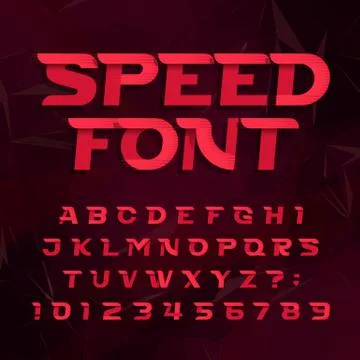 Futuristic alphabet vector font. Speed effect type letters and numbers. Stock Illustration