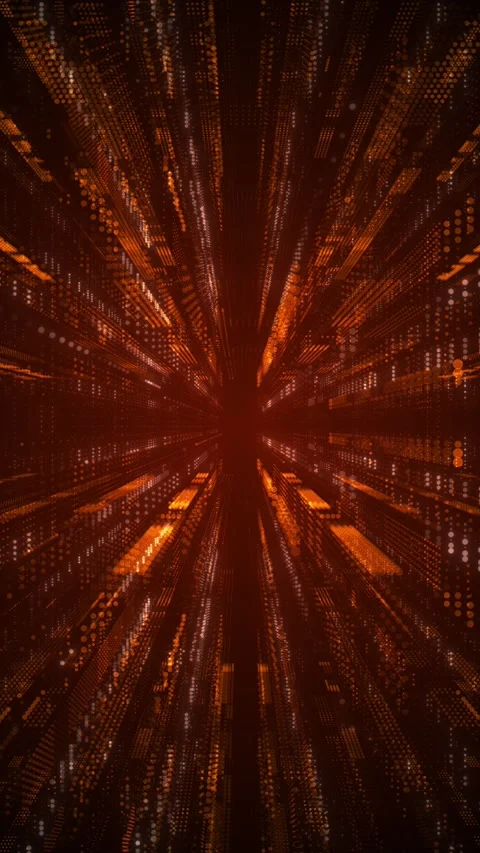 Futuristic amber data corridor animation pixel rows, luminous streams, strong fo Stock Footage 340416192