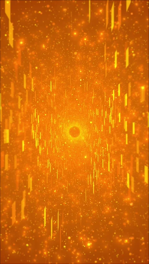 Futuristic amber data tunnel background speeding panels, glowing dots, central p Stock Footage 340417487