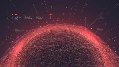 Futuristic analytic technologies, detection and processing of big data networ Illustrazione stock