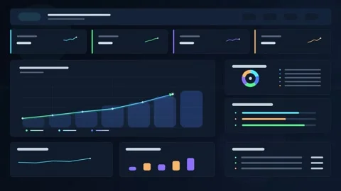 Futuristic Analytical Interface Dashboard with Rising Arrow Chart Stock Footage 341507714