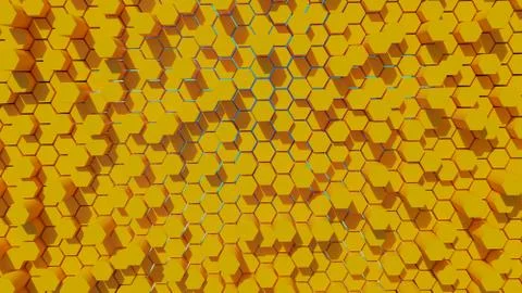 Futuristic and game hexagonal yellow abstract background with blue back light Stockillustratie