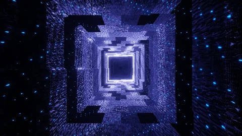 Futuristic and magic blue tunnel in a endless looping 4k uhd 3d illustration Stock Footage 160815879