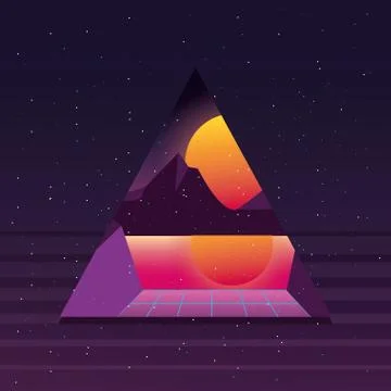 Futuristic and retrowave design 스톡 일러스트