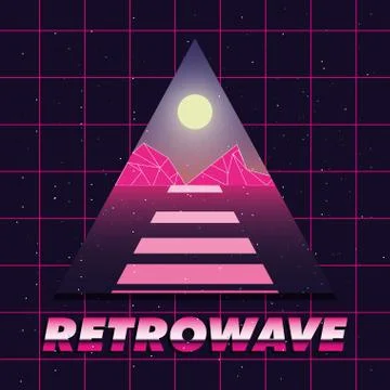 Futuristic and retrowave design 库存插图