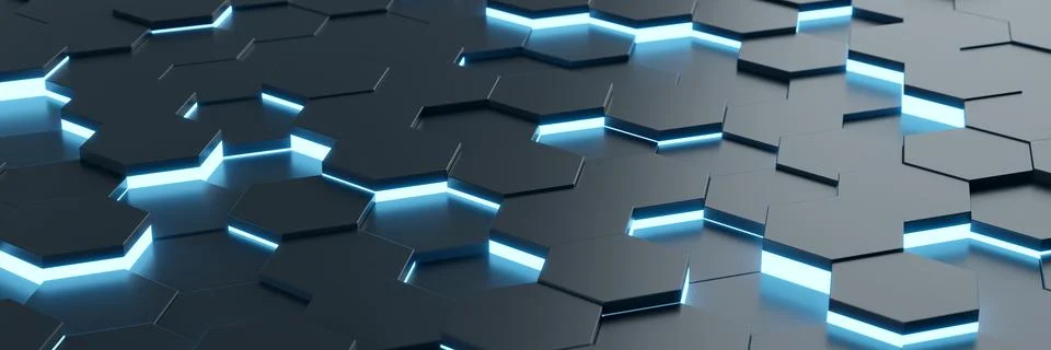 Futuristic and technological hexagonal background. 3d rendering Stock Illustration