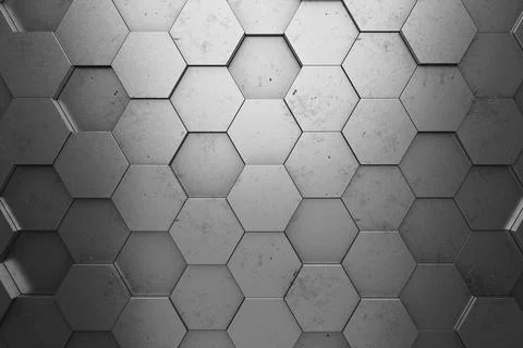 Futuristic and technological hexagonal background. 3d rendering Modern met... Stock Photos