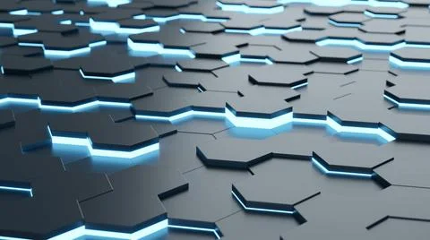 Futuristic and technological hexagonal background. 3d rendering Modern met... Stock Photos