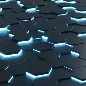Futuristic and technological hexagonal background. 3d rendering Modern met... Stock Photos