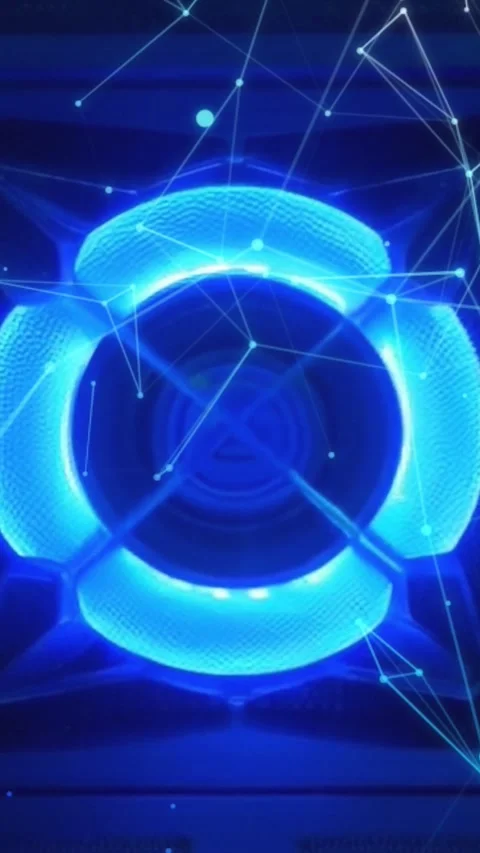 Futuristic and technological scene with a glowing blue circular object Stock Footage 287066752
