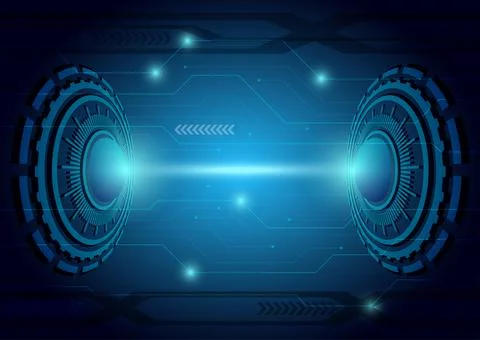 Futuristic and technology dark blue background, Circle HUD head-up display inter Stock Illustration