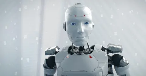 Futuristic android in modern room Stock Illustration