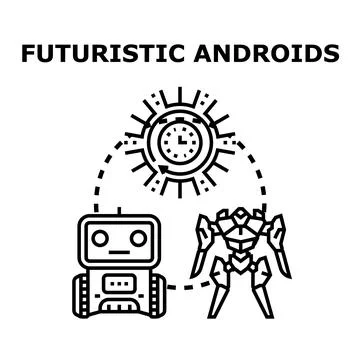 Futuristic androids evolution concept in technology development Stock Illustration