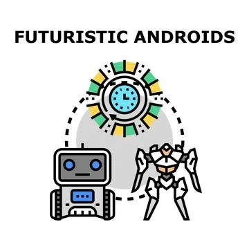 Futuristic androids evolution concept in technology development Stock Illustration