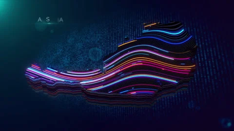 Futuristic Animated Austria Map Reveal with Neon Waves and Text Stock Footage 340739086