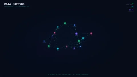 Futuristic Animated Data Network Visualization with Glowing Connected Nodes Vidéo 334663937
