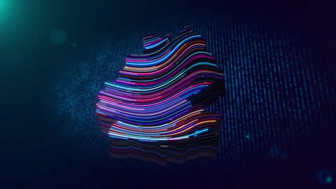 Futuristic Animated Germany Map Reveal with Neon Wavy Light Trails Stock Footage 340978985