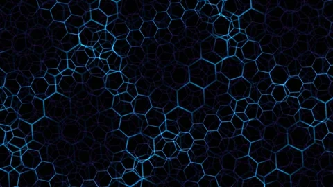 Futuristic animated hexagonal grid background with blue Stock Footage 342352493