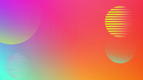 Futuristic animated rainbow gradient background with circles. Multicolour a.. 動画素材 255660645