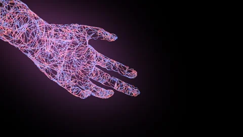 Futuristic animation of a glowing digital hand holding planet Earth 스톡 동영상 347073134