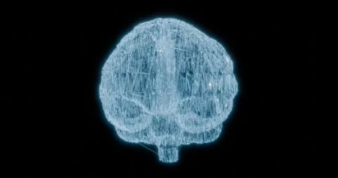 Futuristic Animation of Glowing Lines Forming a Digital Brain. Stock Footage 280029510