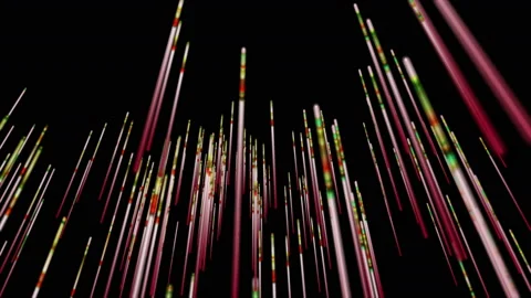 Futuristic animation with glowing stripe objects in motion, 4096x2304 loop 4K Stock Footage 225276658