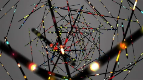 Futuristic animation with glowing stripe objects in motion, 4096x2304 loop 4K Stock Footage 225344941