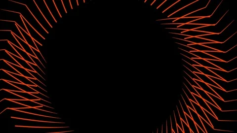Futuristic animation of orange spiral lines vortex expanding on dark background Stock Footage 345807818