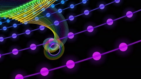 Futuristic animation with particle stripe object in motion, 4096x2304 loop 4K Stock Footage 145796486