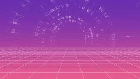 Futuristic animation of seamless empty virtual space with ramp background Stock Footage 247869752