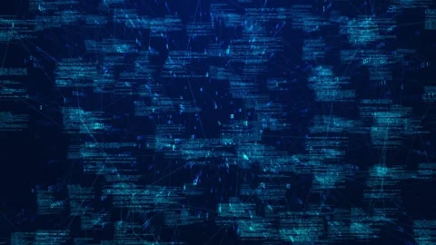 Futuristic Animation Showing Flow of Digital Code Data Across Cyber Space Stock Footage 314188096