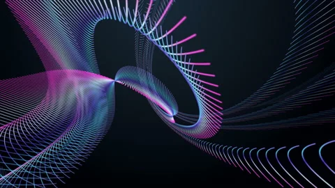 Futuristic animation with stripe wave object in slow motion, 4096x2304 loop 4K Stock Footage