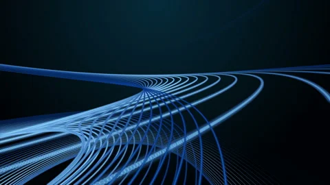 Futuristic animation with stripe wave object in slow motion, loop 4K Stock Footage 341969808