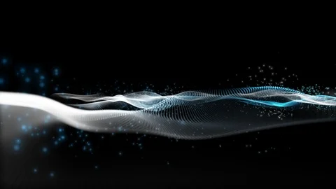 Futuristic animation with wave object and glowing particles, 4096x2304 loop 4K Stock Footage